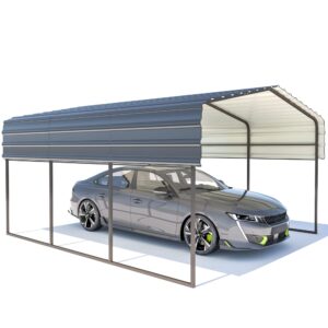 MELLCOM 12 x 20 ft Carport with Galvanized Steel Roof - 12' x 20' x 8.4' Multi-Use Shelter, Sturdy Metal Carport for Cars, Boats, and Tractors