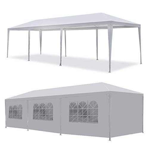 OxiQmart 10'x30' Outdoor Canopy Party Wedding Tent White Gazebo Pavilion w/8 Side Walls