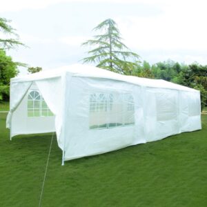 OxiQmart 10'x30' Outdoor Canopy Party Wedding Tent White Gazebo Pavilion w/8 Side Walls