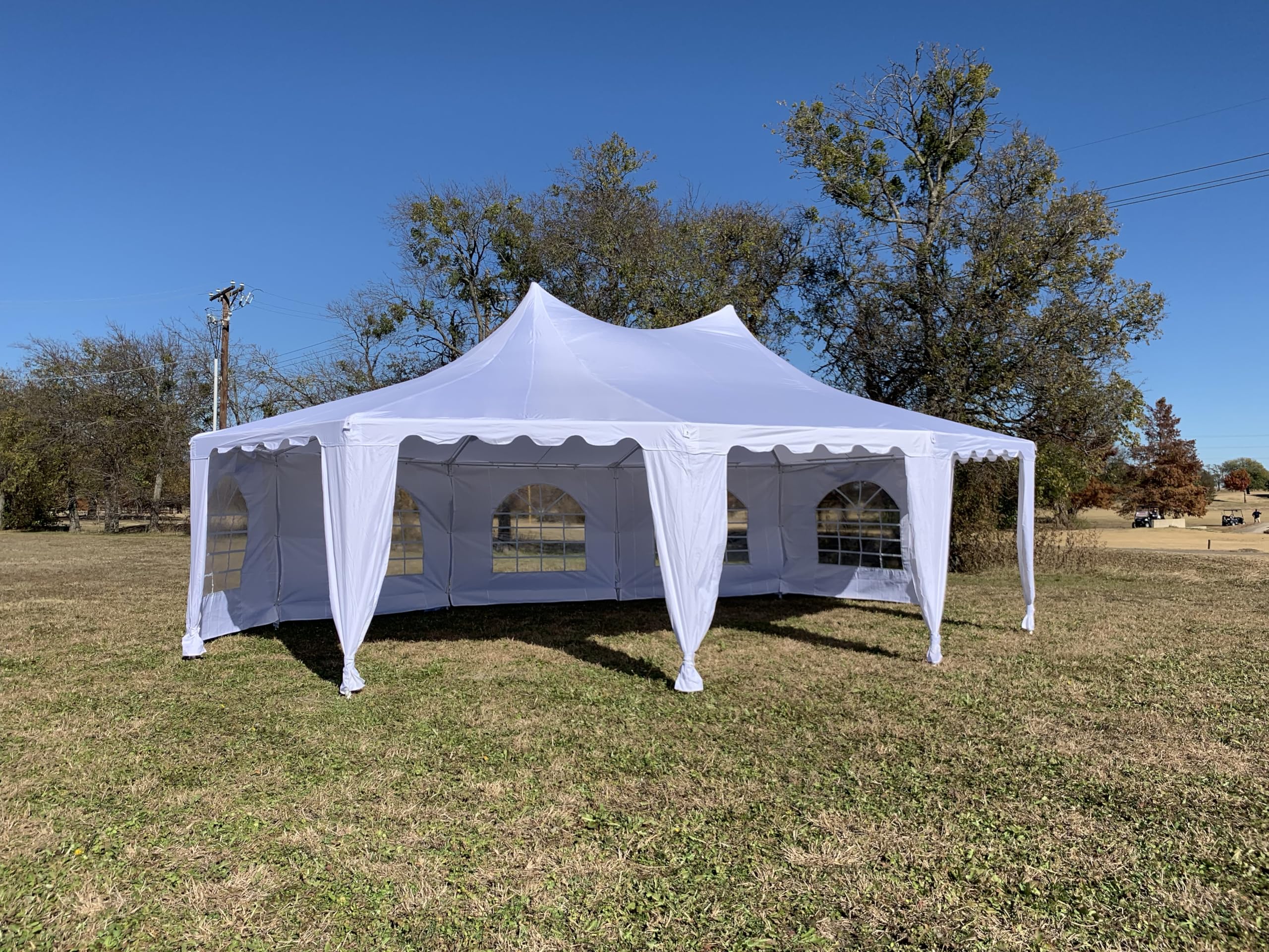 Delta 29'x21' Decagonal Party Tent Canopy, Wedding Tent Gazebo, Heavy Duty Outdoor Event Shelter, Water Resistant, White