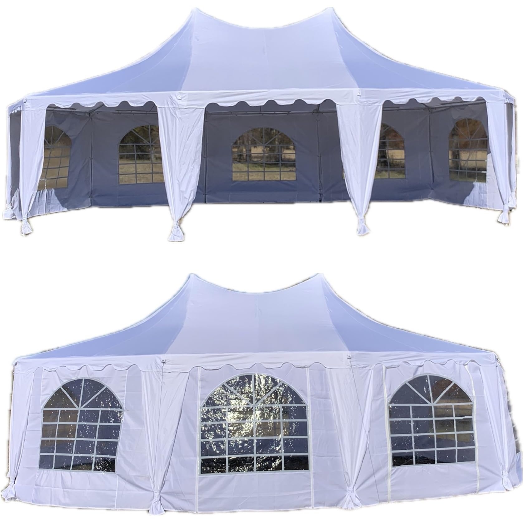 Delta 29'x21' Decagonal Party Tent Canopy, Wedding Tent Gazebo, Heavy Duty Outdoor Event Shelter, Water Resistant, White