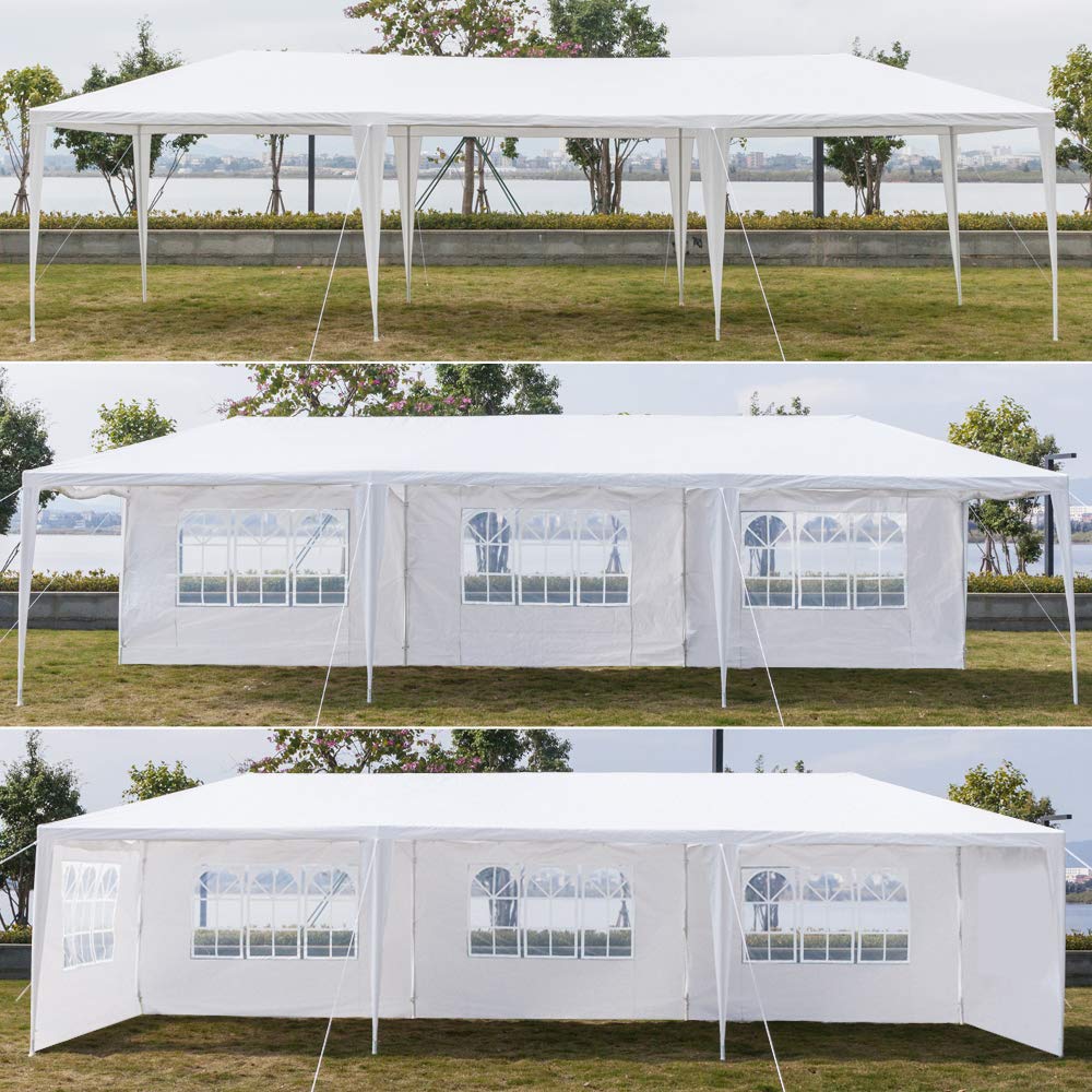 Teeker 10' x 30' Party Tent,Portable Wedding Party Tent,Patio Parties Tent BBQ Shelter Canopy Gazebo for Outdoor Events (10'x30' w/5 sidewalls)