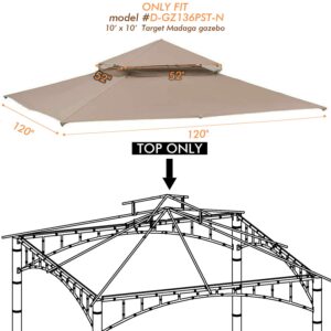 ONTHEWAY Replacement Canopy roof for Target Madaga Gazebo Model L-GZ136PST (Beige1)