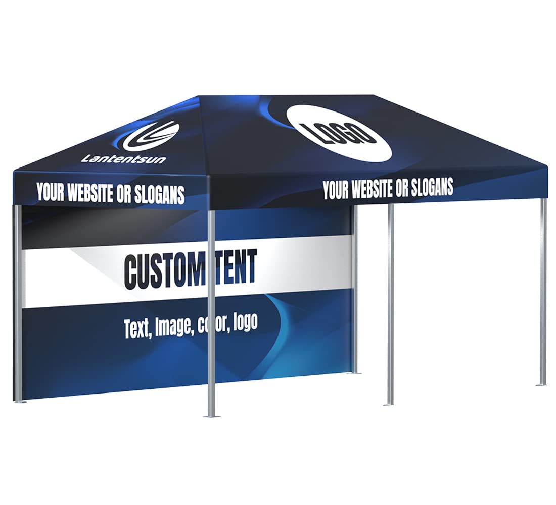 LANTENTSUN 10X20ft Custom Canopy Pop Up Tent Kit for Tradeshow Advertising Gazebos with Wall and Frame - Logo, Color, Words, Pictures