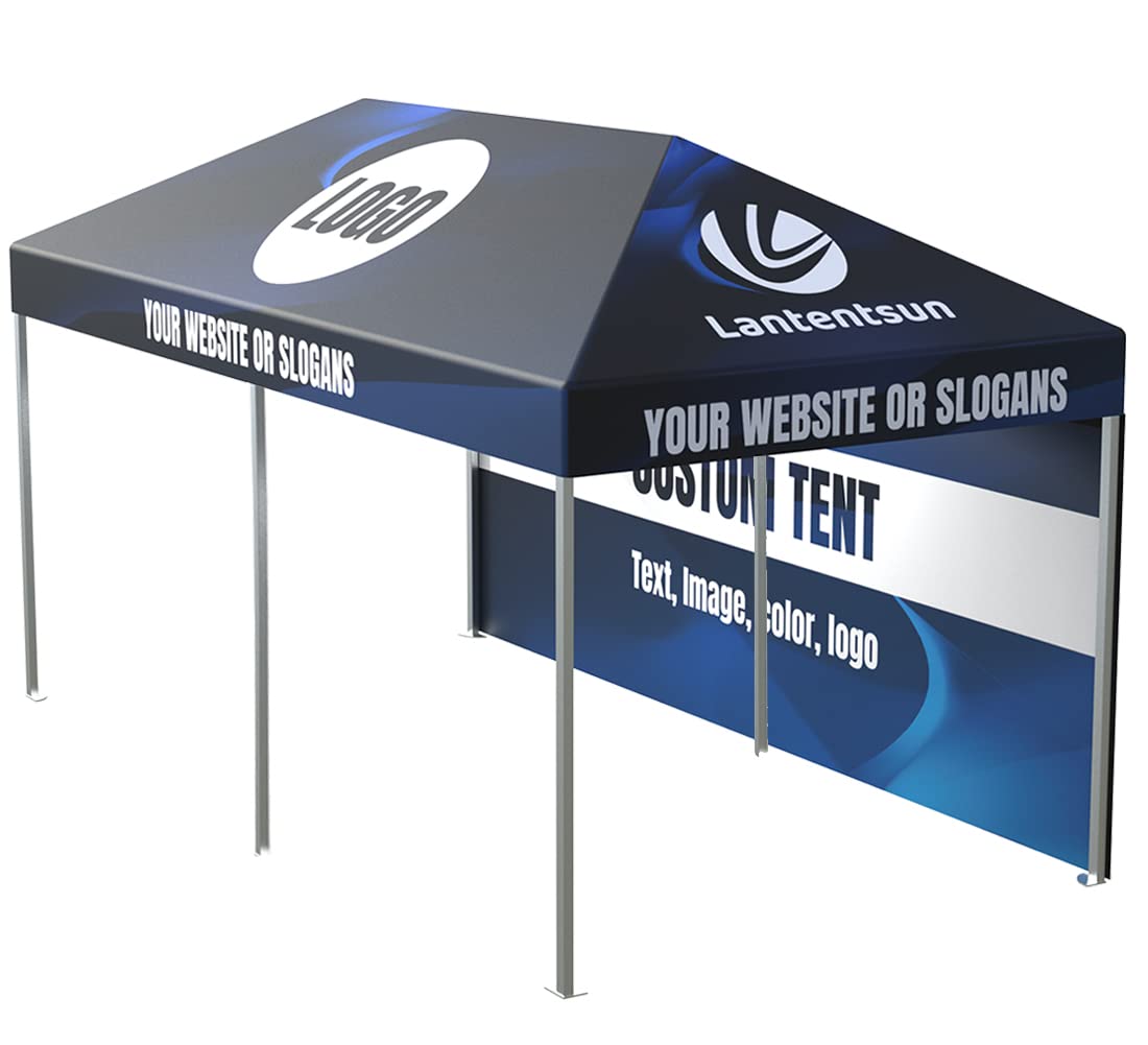 LANTENTSUN 10X20ft Custom Canopy Pop Up Tent Kit for Tradeshow Advertising Gazebos with Wall and Frame - Logo, Color, Words, Pictures