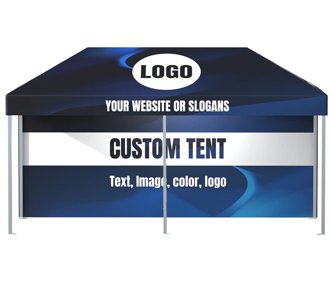 LANTENTSUN 10X20ft Custom Canopy Pop Up Tent Kit for Tradeshow Advertising Gazebos with Wall and Frame - Logo, Color, Words, Pictures