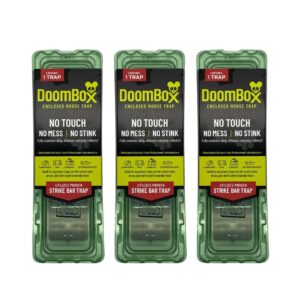 DoomBox™ Green Enclosed Mouse Trap | Keeps The Mess with The Mouse | Patented Click-It™ Closure Technology | Safe for Kids & Pets | Certified Child Resistant | Made in USA (3-Pack Green)