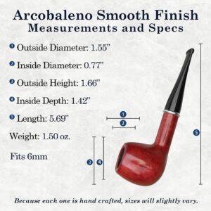 Arcobaleno Red Savinelli Tobacco Pipe - Naturally Stained & Handmade Tobacco Pipe From Italy, Colorful Straight Stem Pipe, Briar Wood Tobacco Pipe (Red, 207)