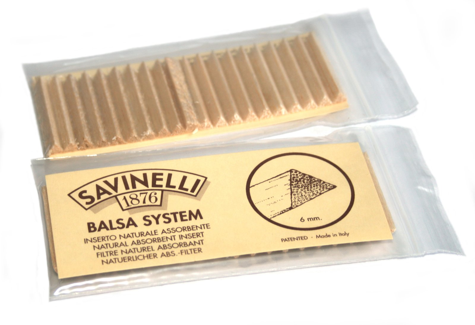 40 SAVINELLI Balsa wood filters - 40 x 6mm Pipe Filter