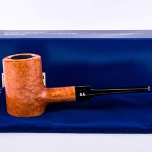 Wooden Tobacco Smoking Pipe, Self-Standing, Hand Carved of Briar Root, Metal cooling filter, Comes with Pouch, Boxed (Poker, Gold)