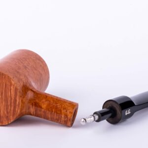 Wooden Tobacco Smoking Pipe, Self-Standing, Hand Carved of Briar Root, Metal cooling filter, Comes with Pouch, Boxed (Poker, Gold)