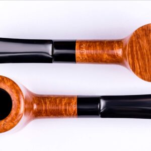 Wooden Tobacco Smoking Pipe, Self-Standing, Hand Carved of Briar Root, Metal cooling filter, Comes with Pouch, Boxed (Poker, Gold)