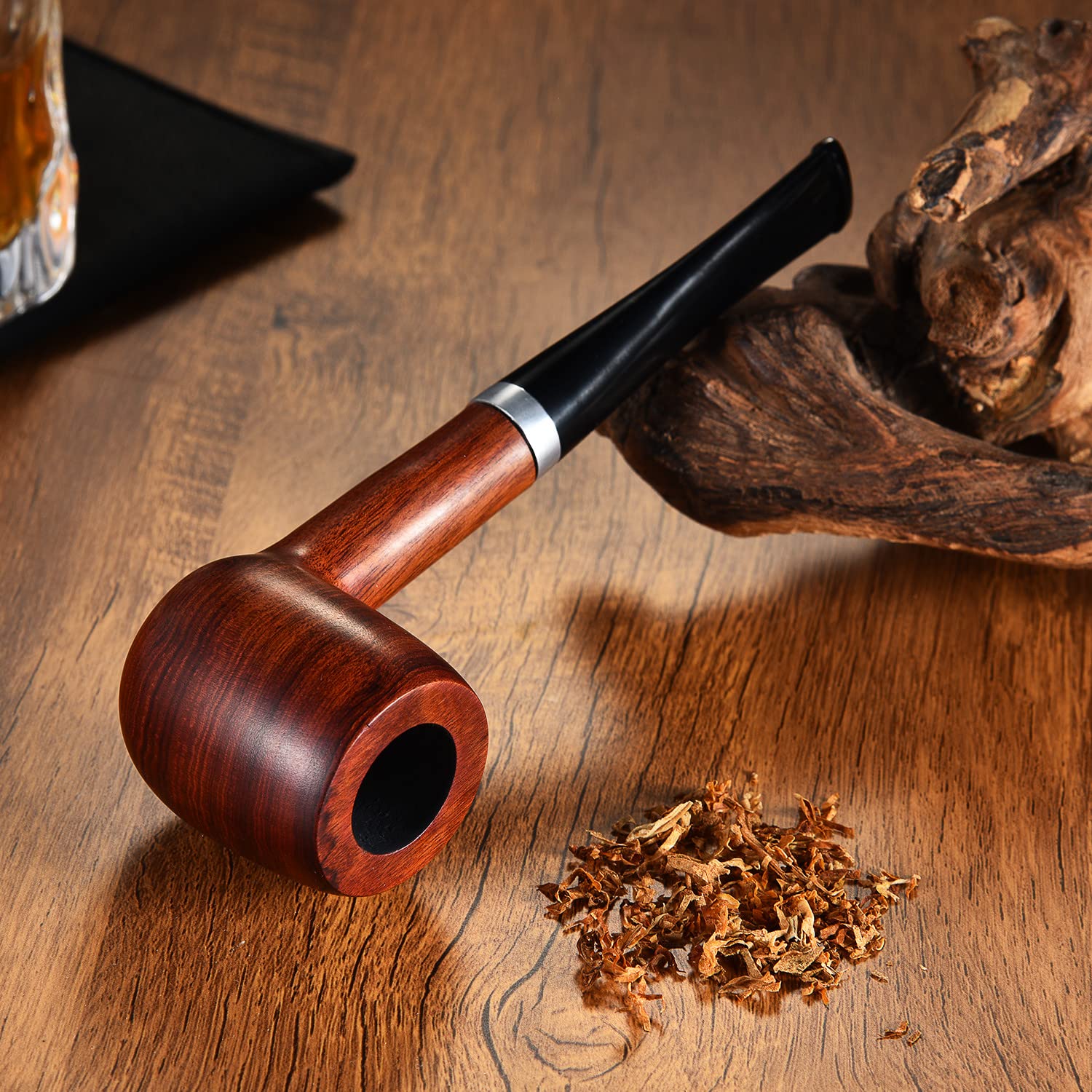 Tobacco Pipe Handmade Smoking Pipe Gift Box and Accessories including Pipe Cleaning Tool