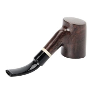 MUXIANG Ebony Tobacco Handmade Pipe Saddle Bent Stems with Imitation Ivory Decorative Ring Smoking Pipe Gift Box and Accessories WGAC0025