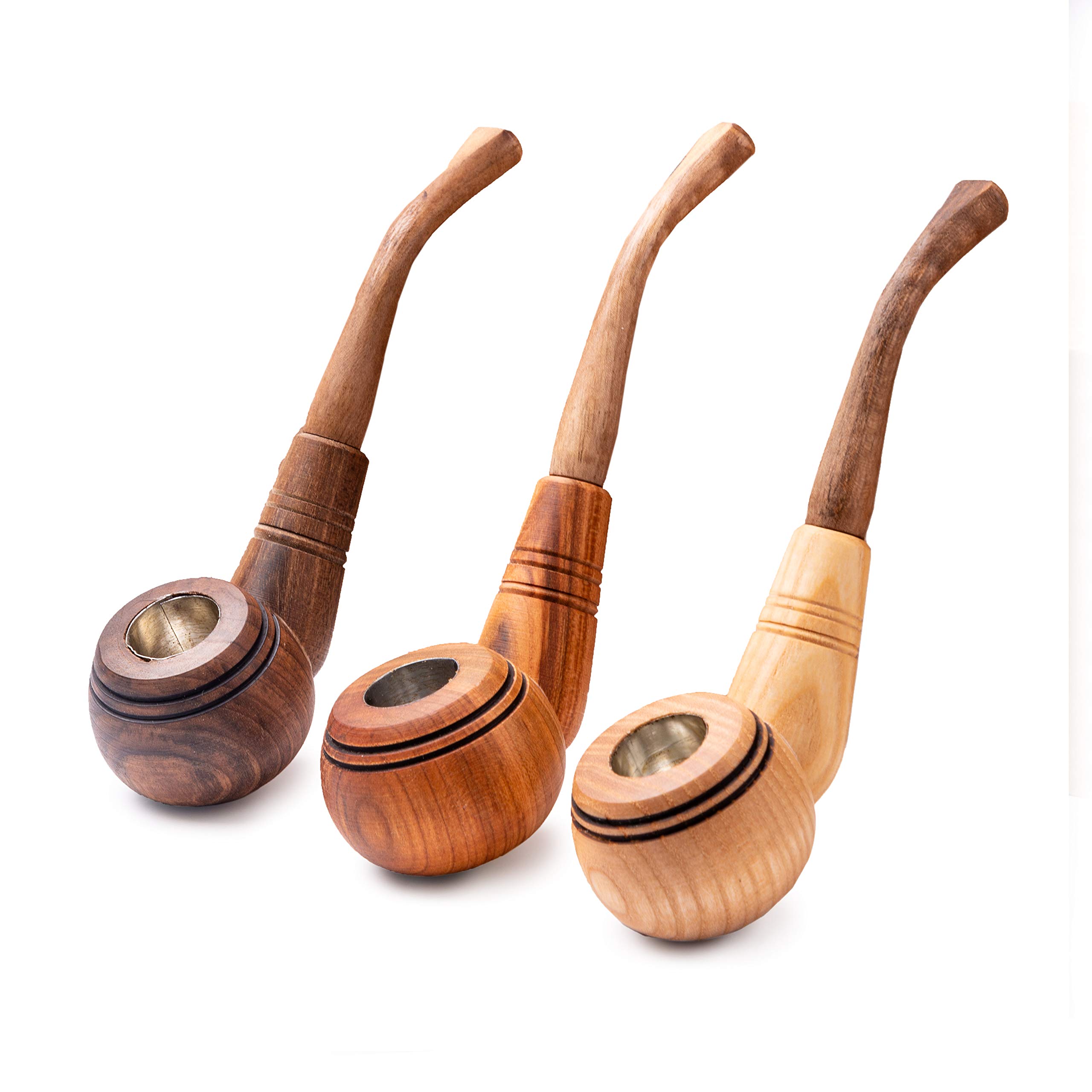 Dr. Watson - Wooden Tobacco Pipes, Set of 3, Classic Shape, Handmade from Natural Wood