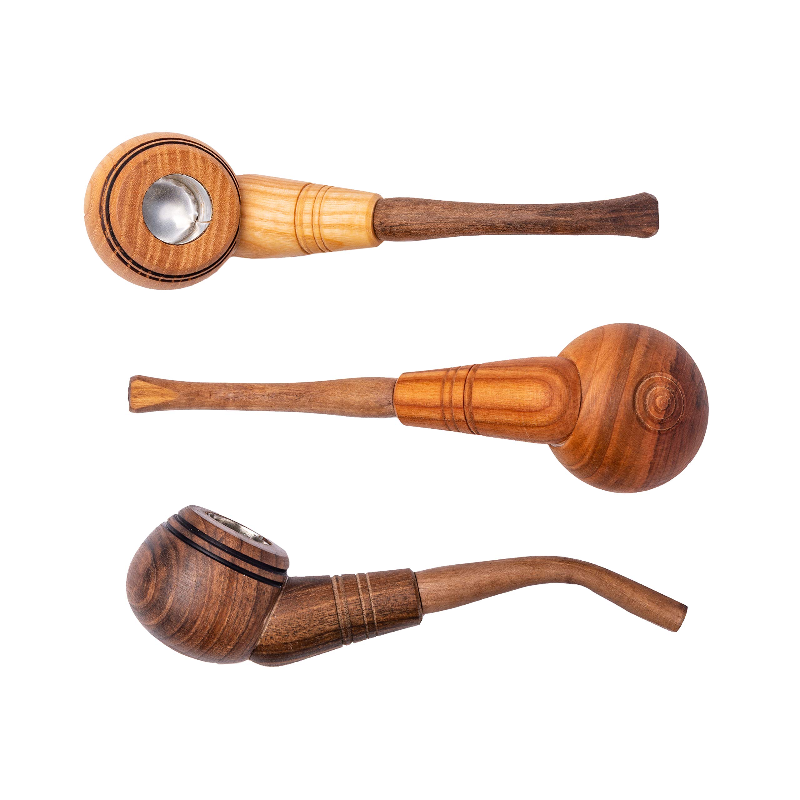 Dr. Watson - Wooden Tobacco Pipes, Set of 3, Classic Shape, Handmade from Natural Wood