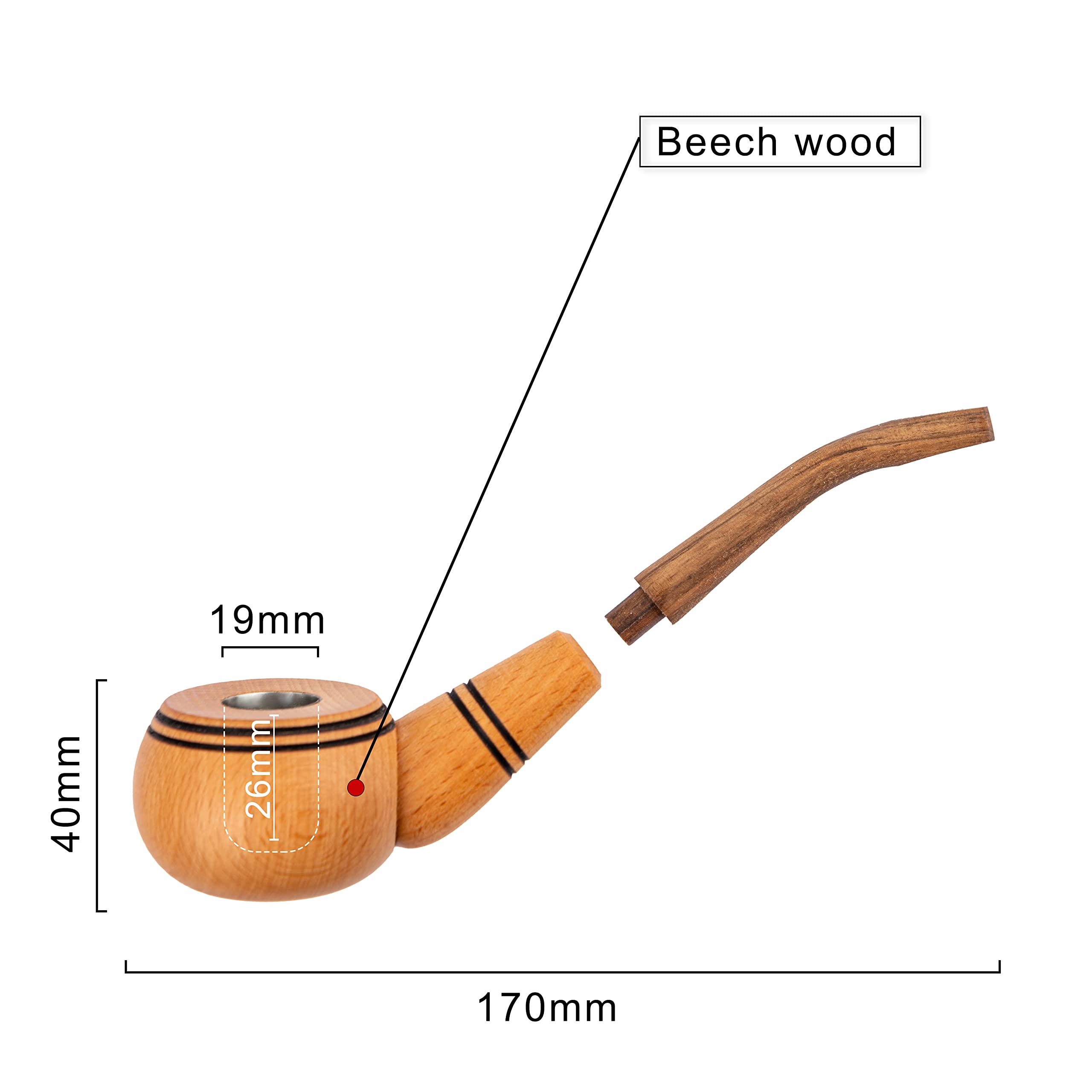 Dr. Watson - Wooden Tobacco Pipes, Set of 3, Classic shape, Handmade from Natural Wood