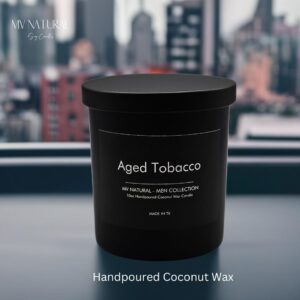 Aged Tobacco Woodwick Handmade Candle | Teakwood + Tobacco Scent | Non-Toxic Ingredients | 10 Oz | Long Lasting Burn