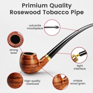 SPIPER Churchwarden Tobacco Pipes, Handmand Pearwood Tobacco Pipe, Acrylicmouthpiece for Smoking，Beginner Pipe Kit with Pipe Cleaners, Pipe Scraper,Best Gift For Man&Women