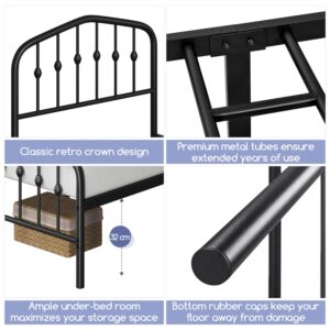 Yaheetech Twin Bed Frames Metal Platform Bed with Victorian Style Wrought Iron Headboard and Footboard/Easy Assembly/No Box Spring Needed/Black Twin Bed