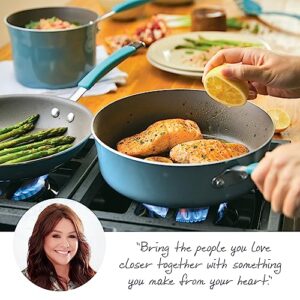 Rachael Ray Cucina Nonstick Cookware Pots and Pans Set, 12 Piece, Agave Blue