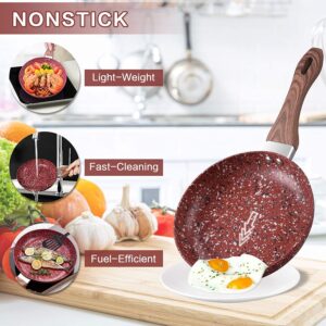 KOCH SYSTEME CS Nonstick Cookware Set - Saucepan and Frying Pans/Skillets Set, Induction Cooker Compatible, Red Stone-Derived Nonstick Coating & Cool-to-Touch Bakelite Handle, PFOS PFOA Free, 5 Piece