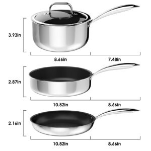 Stainless Steel Pots and Pans Set, Induction Cookware 4-Piece with Lid, Cookware Sets for Oven & Dishwasher Safe By MOMOSTAR