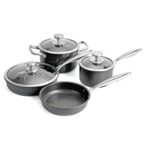 vvwgkpk stainless steel pots and pans sets, nonstick kitchen cookware set, 7 pcs cooking pots and pans set w/frying pans & saucepans with pfos&pfoa free, dishwasher safe