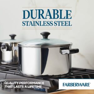 Farberware Classic Traditions Stainless Steel Cookware/Pots and Pans Set, Good for All Stovetops (Gas, Glass Top, Electric & Induction), 14 Piece - Silver