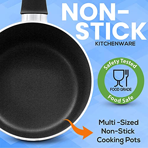 SereneLife Kitchenware Pots & Pans Basic Kitchen Cookware, Black Non-Stick Coating Inside, Heat Resistant Lacquer (11-Piece Set), One Size, Black