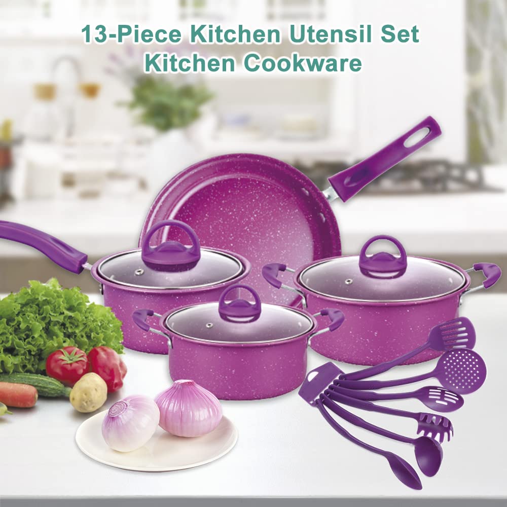 Irfora Non-Stick Pots and Pans Set 13-Piece Kitchen Utensil Set Kitchen Cookware Gifts for Friends and Family