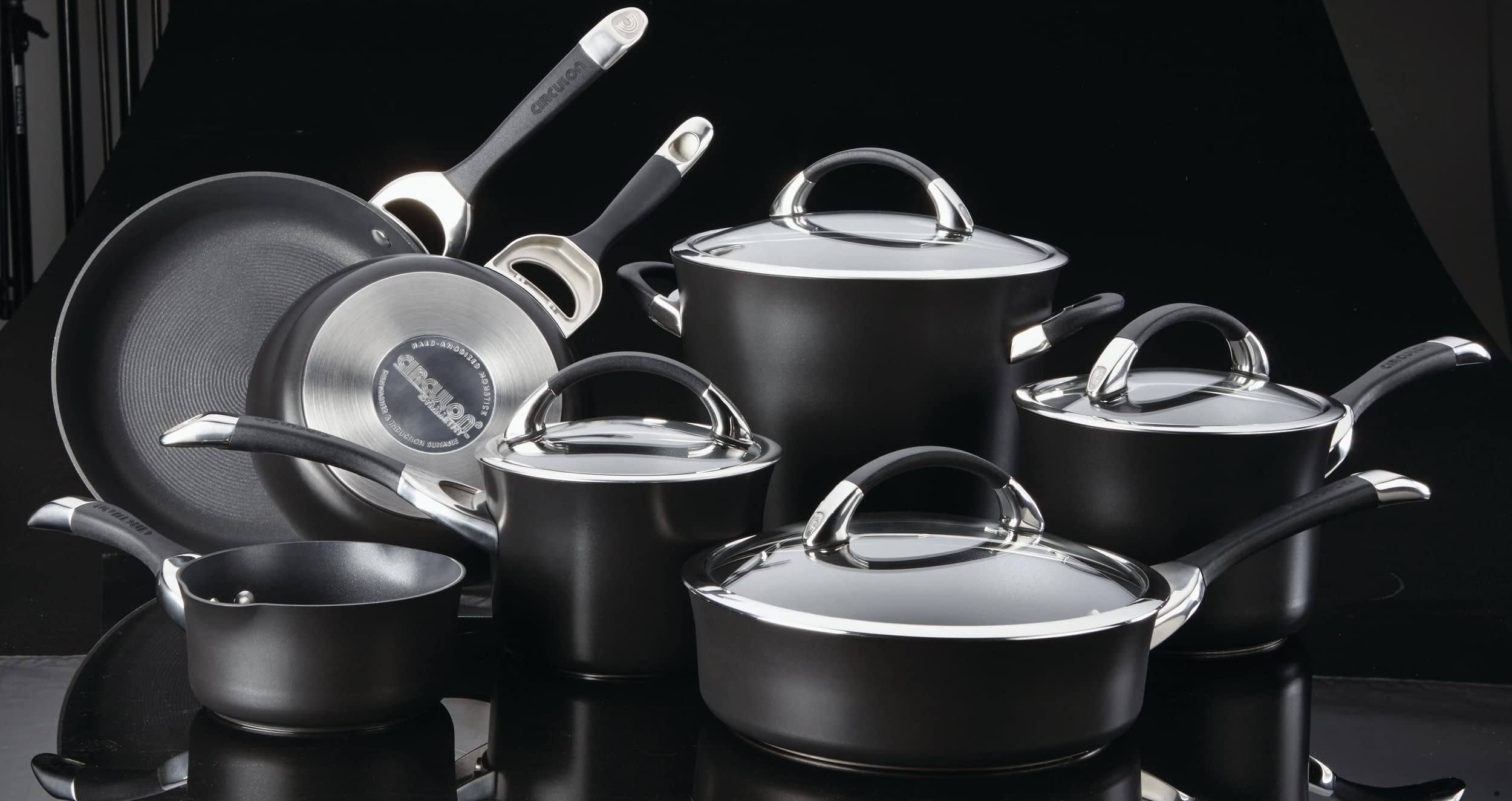 Circulon Symmetry Hard Anodized Nonstick Cookware Pots and Pans Set, 11-Piece, Black