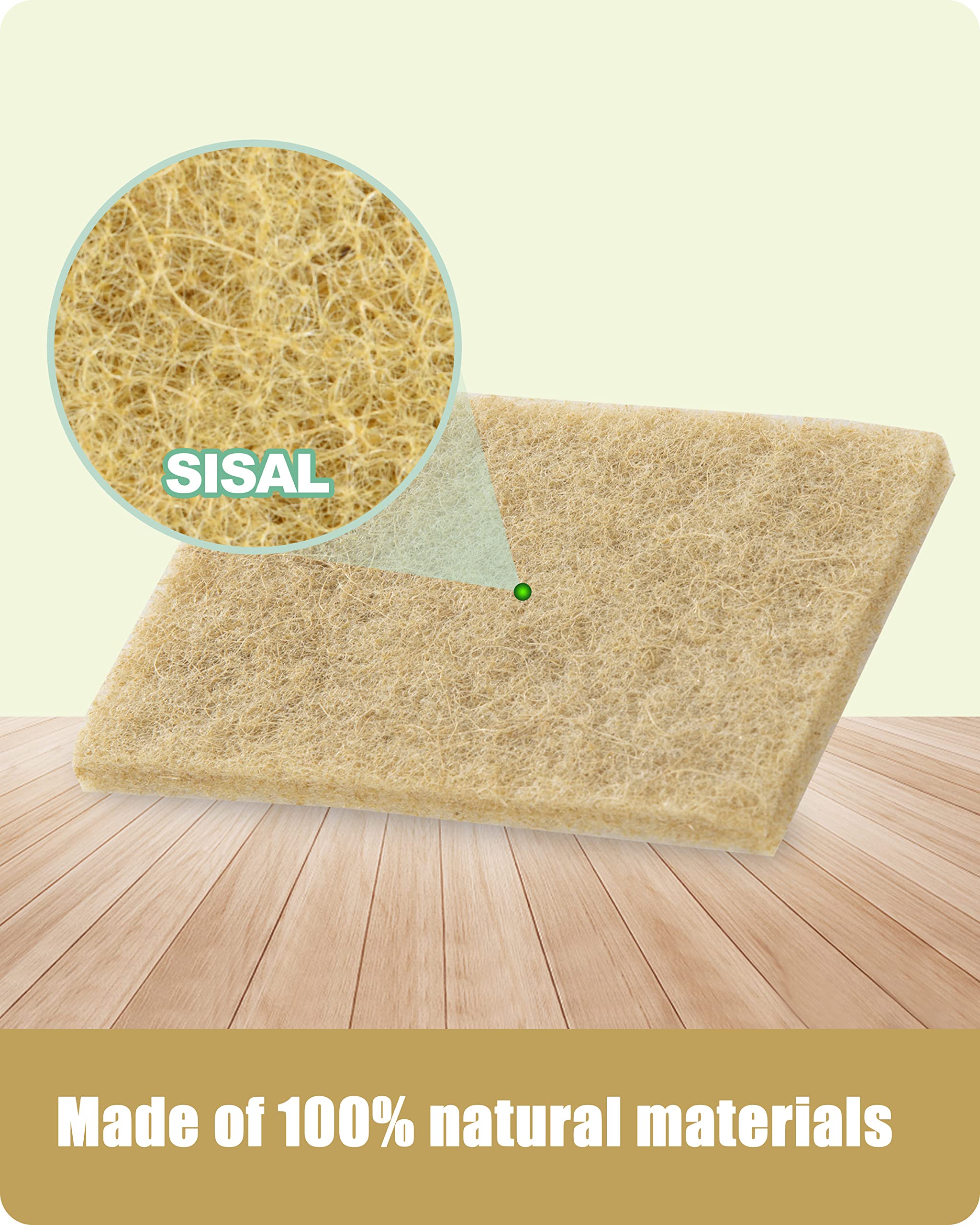 Foamstar Natural Scouring Pads 6 Pack- Non-Scratch Sisal Cleaning Scrub Pads for Dishes, Eco-Friendly Coconut Fiber Kitchen Scrubbers for Pans and Pots, Compostable, Biodegradable