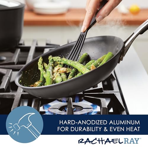 Rachael Ray Cook + Create Hard Anodized Nonstick Cookware/Pots and Pan Set, 10 Piece - Black