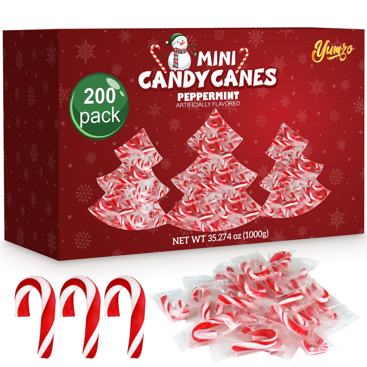 Christmas Mini Candy Canes Classic Red & White Peppermint Flavor for Holiday Family Indulgement - Small Candy Canes Individually Wrapped for Kids & Adults, Great Candy Cane Gift Set - 200 Pack