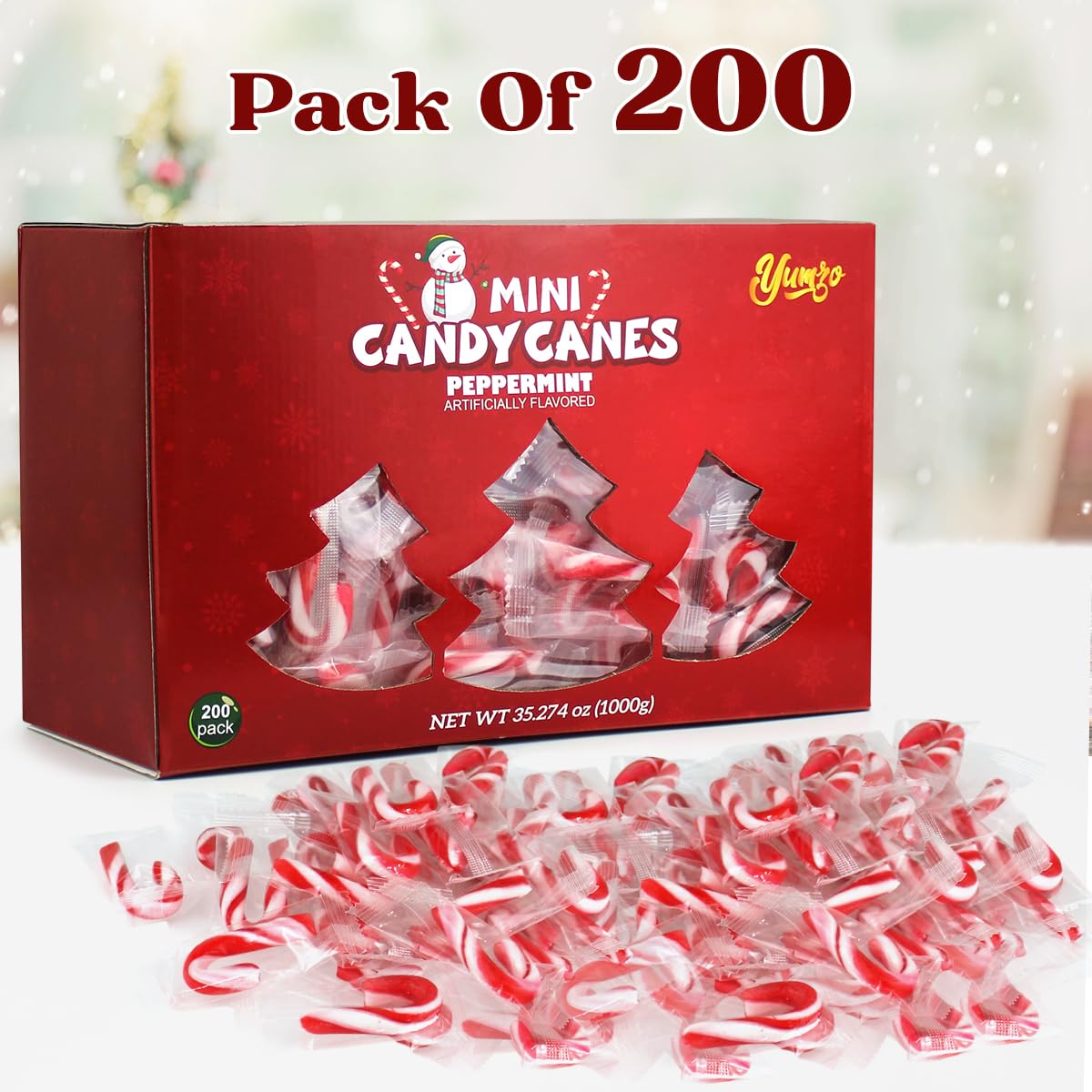 Christmas Mini Candy Canes Classic Red & White Peppermint Flavor for Holiday Family Indulgement - Small Candy Canes Individually Wrapped for Kids & Adults, Great Candy Cane Gift Set - 200 Pack