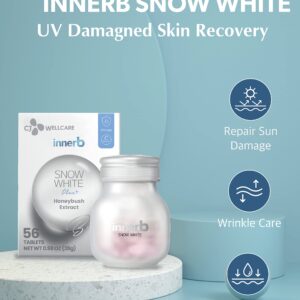 Innerb Snow White (28 Servings, 4 Weeks) - UV Protection and Antioxidant Boost, Premium Korean Skincare Supplement by CJ Wellcare. Honeybush Extract, Vitamin C.