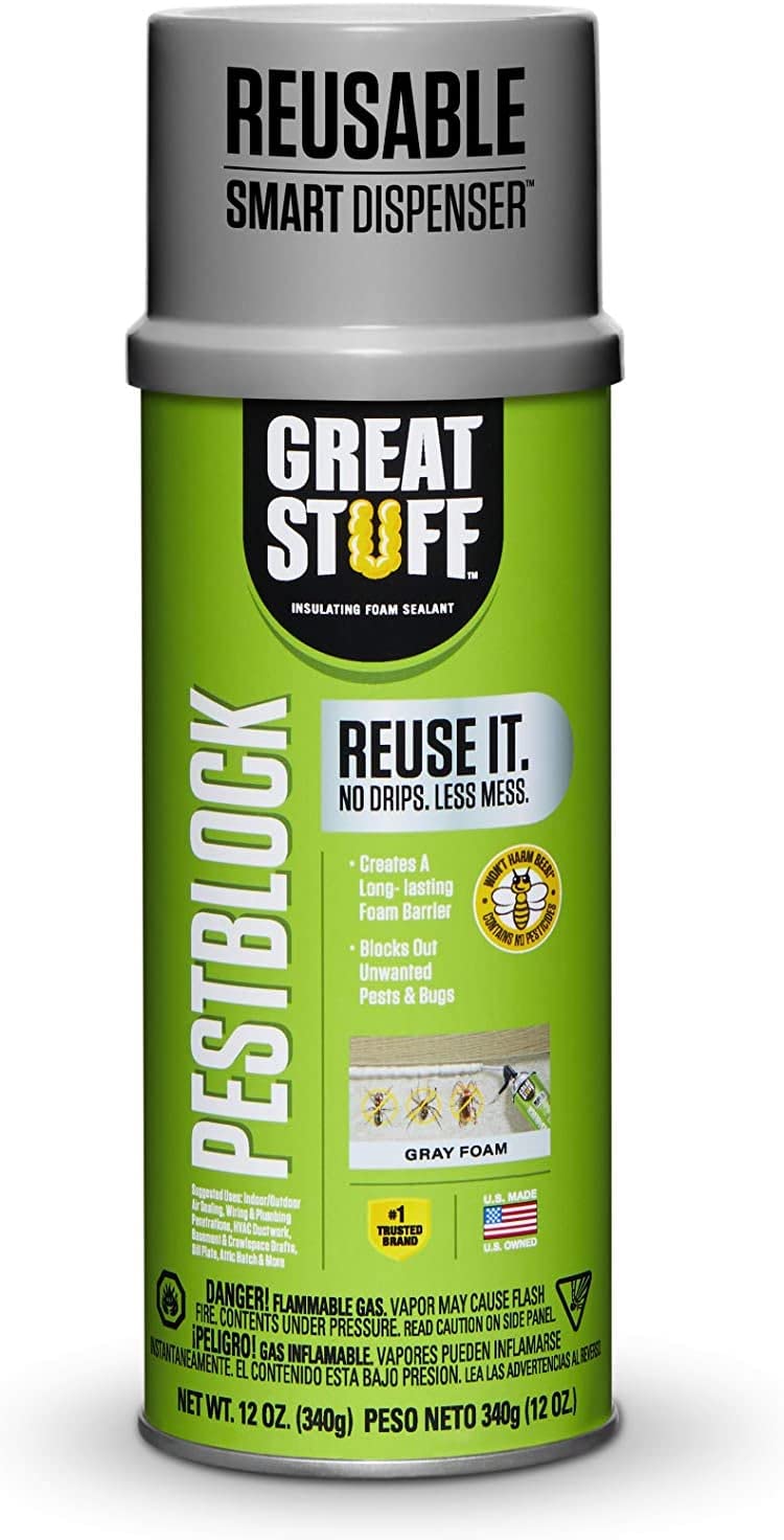 Great Stuff Pestblock Smart Dispenser - 3 Pack (3 x 12oz), Cans Off-White Spray Foam sealant for House/Home