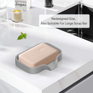 Silicone Soap Dish,4 Pcs Thickened Great High-Purity Silicone Soap Holder,Self Draining Soap Dish Soap Tray Bathroom Soap Dish Bar Soap Holder for Shower-Gray,White