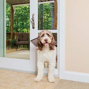 petsafe 1-piece sliding glass pet door for dogs & cats - adjustable height 75 7/8" to 80 11/16" x-large, white, no-cut install, aluminum patio panel insert, great for renters or seasonal installation