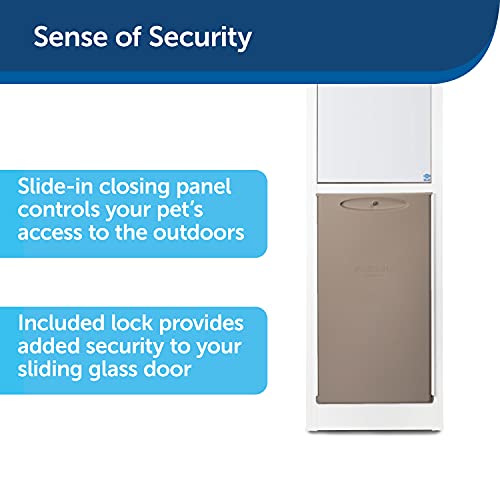 PetSafe 1-Piece Sliding Glass Pet Door for Dogs & Cats - Adjustable Height 75 7/8" to 80 11/16" X-Large, White, No-Cut Install, Aluminum Patio Panel Insert, Great for Renters or Seasonal Installation