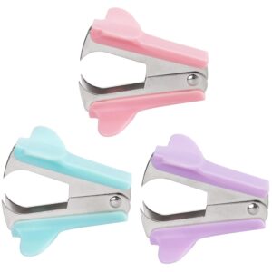 zztx 3 pcs staple remover staple puller removal tool for school office home 3 pack (pink, blue, purple)