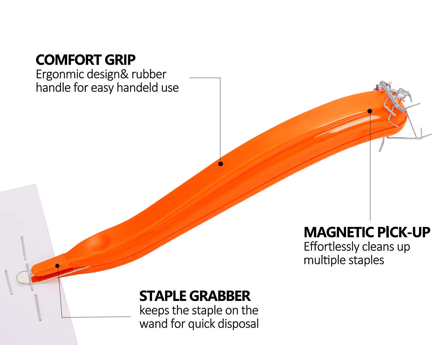 Professional Magnetic Staple Remover Puller Staple Puller Tool Staples Remover Staple Removal Tool for School Office Home (Orange, Rose, Green)