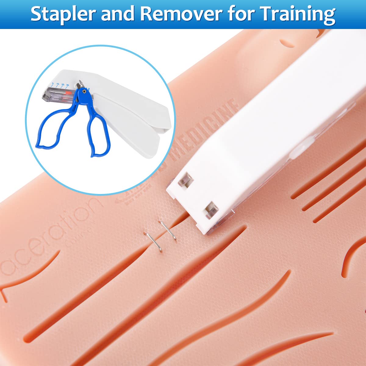 Suture Practice Training Kit for Medical PA, NP Students, Residents Practicing Clinicians, with Large Silicone Lip Suture Pad, Instruments, Stapler Remover Training Videos for Education only