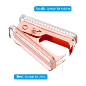 PATIKIL Acrylic Staple Remover, 2 Pack Portable Lockable Jaw Style Staple Puller Removal Tools with Plastic Box for Home Office Desktop, Rose Gold