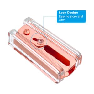 PATIKIL Acrylic Staple Remover, 2 Pack Portable Lockable Jaw Style Staple Puller Removal Tools with Plastic Box for Home Office Desktop, Rose Gold