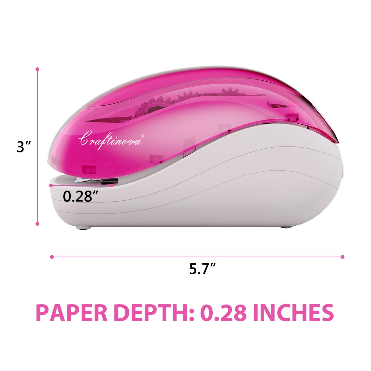 Craftinova Electric Stapler-Pink,Including 2000 Staples and 1 staple remover, Suitable for Palm Size and high Comfort，25 Sheet Capacity, AC Adapter or Battery Powered，Battery not Included