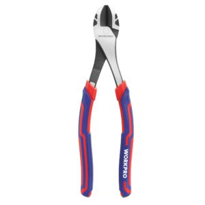 workpro 8 inch high leverage diagonal pliers, wire cutters heavy duty in crv steel, diagonal cutters for cutting wires