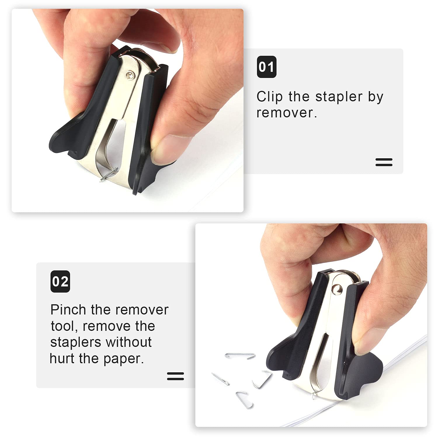 Staple Remover Tool - 6 Pack Professional Claw Staples Puller, Heavy Duty Jaws Stapler Removal for Office, School, Desktop (Black)