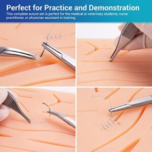 Alcedo Suture Practice Kit for Medical Students | Complete Kit (32 Pieces) Include Durable Large Suturing Pad with Pre-cut Wounds, Tools Kit, and Suture Threads | Perfect for Practice, Demonstration